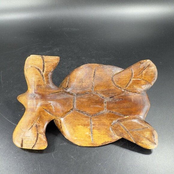 Vintage Hand Carved Wooden Turtle Figurine Decor Whimsical Wood Figure Hand Made - Picture 10 of 15